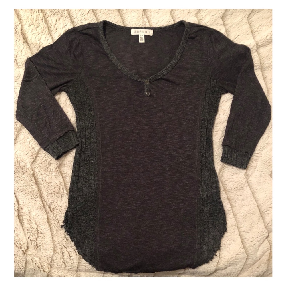 Aeropostale Distressed Mid-Sleeve Shirt